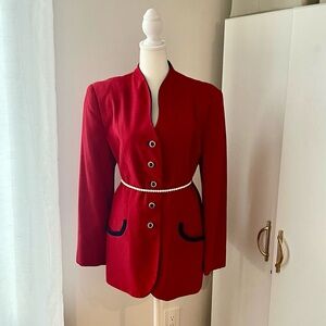 Vintage Red Blazer with Accent Buttons